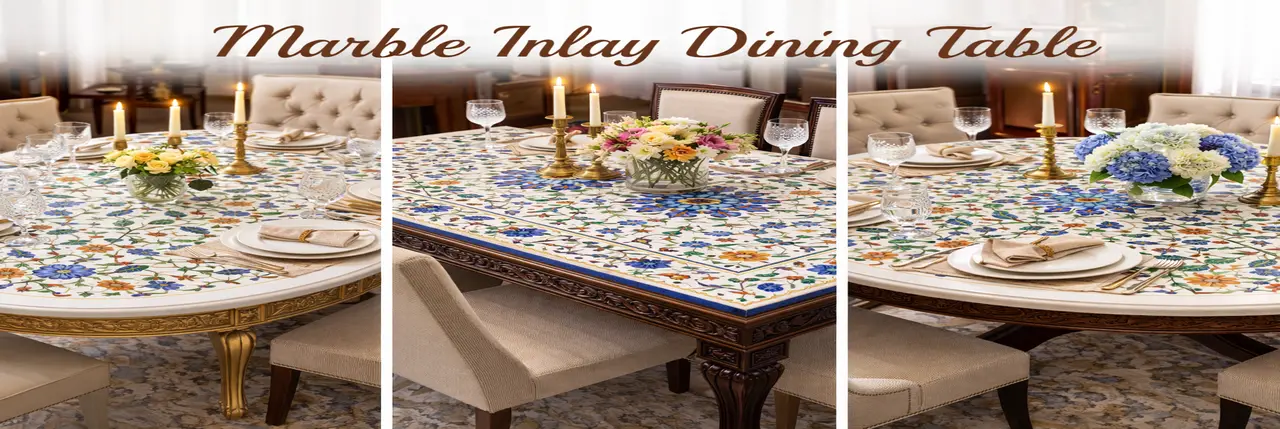 Marble inlay dining table for sale in the USA