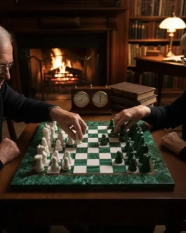 Luxury Green Malachite Chess Board – Handcrafted Collectible