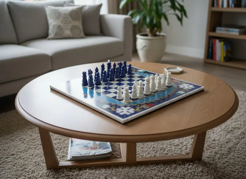 Luxury Lapis Lazuli Chess Set – Handmade Stone Board with Blue Gemstone Pieces - Image 3