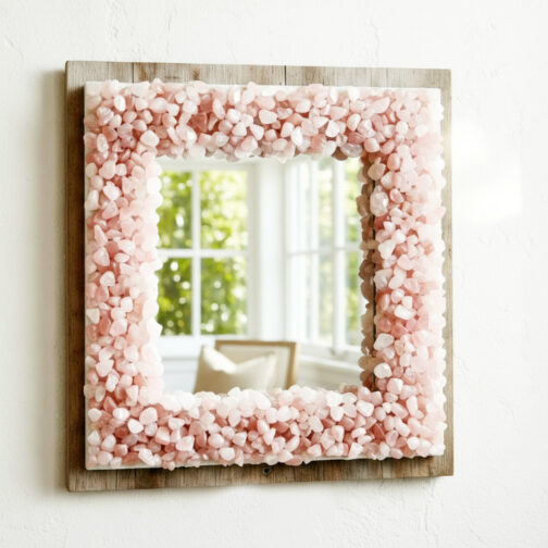 Handmade Rose Quartz Crystal Wall Mirror | Emkay Handicraft display picture 2