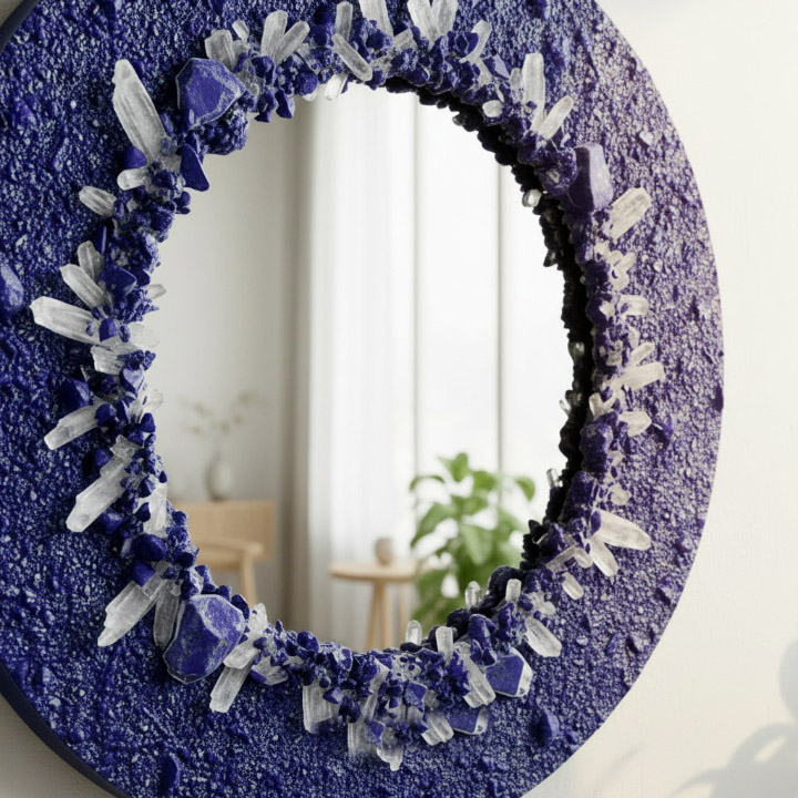 Handmade Lapis Lazuli Wall Mirror – Luxury Natural Stone Home Decor - Image 4