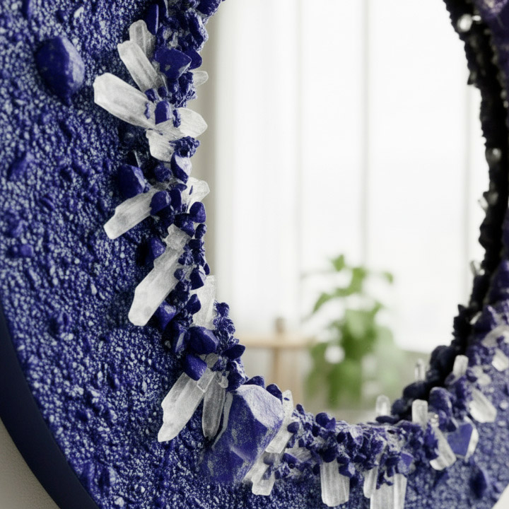 Handmade Lapis Lazuli Wall Mirror – Luxury Natural Stone Home Decor - Image 5