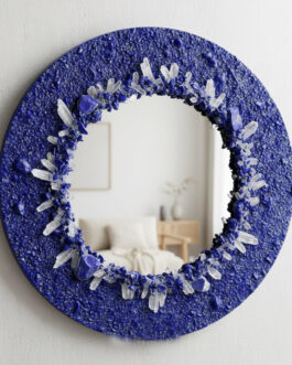 Handmade Lapis Lazuli Wall Mirror – Luxury Natural Stone Home Decor