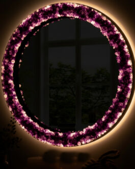 Luxury Amethyst Gemstone Mirror – Handmade Round Crystal Wall Mirror