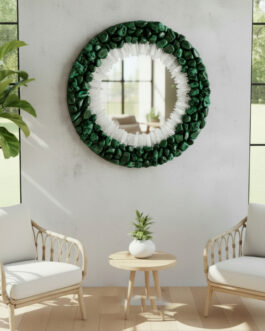 Handmade Green Agate Wall Mirror – Luxury Natural Stone Home Decor