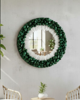Handmade Green Agate Wall Mirror – Luxury Natural Stone Home Decor