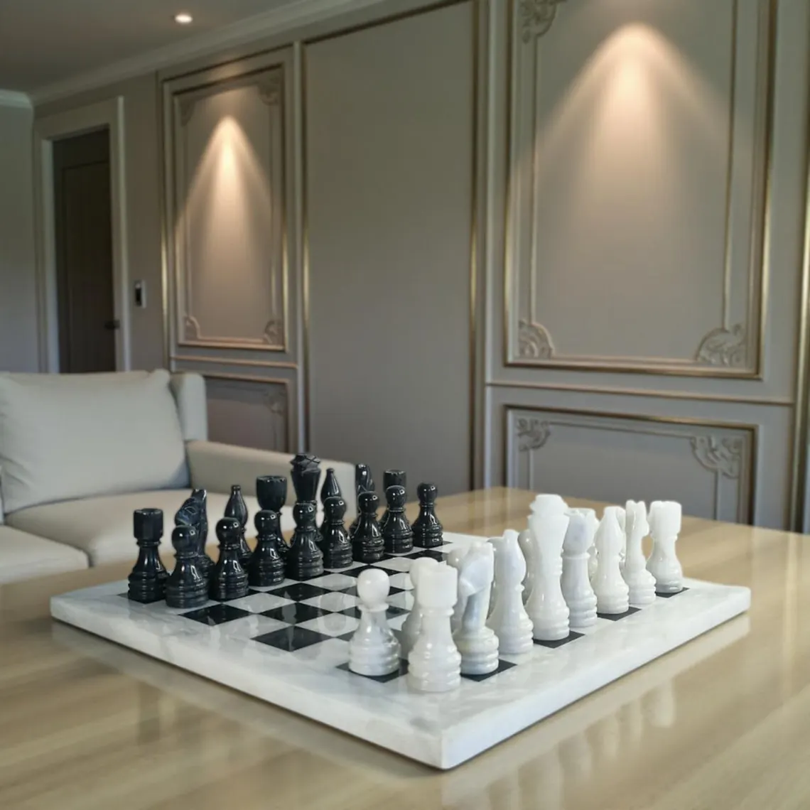 Handcrafted Marble Chess Set | Natural Stone Board & Pieces | Premium Gift - Image 6