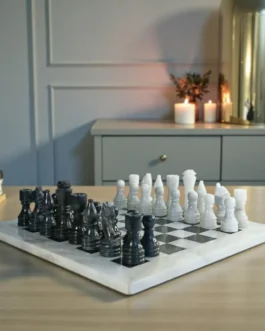 Handcrafted Marble Chess Set | Natural Stone Board & Pieces | Premium Gift