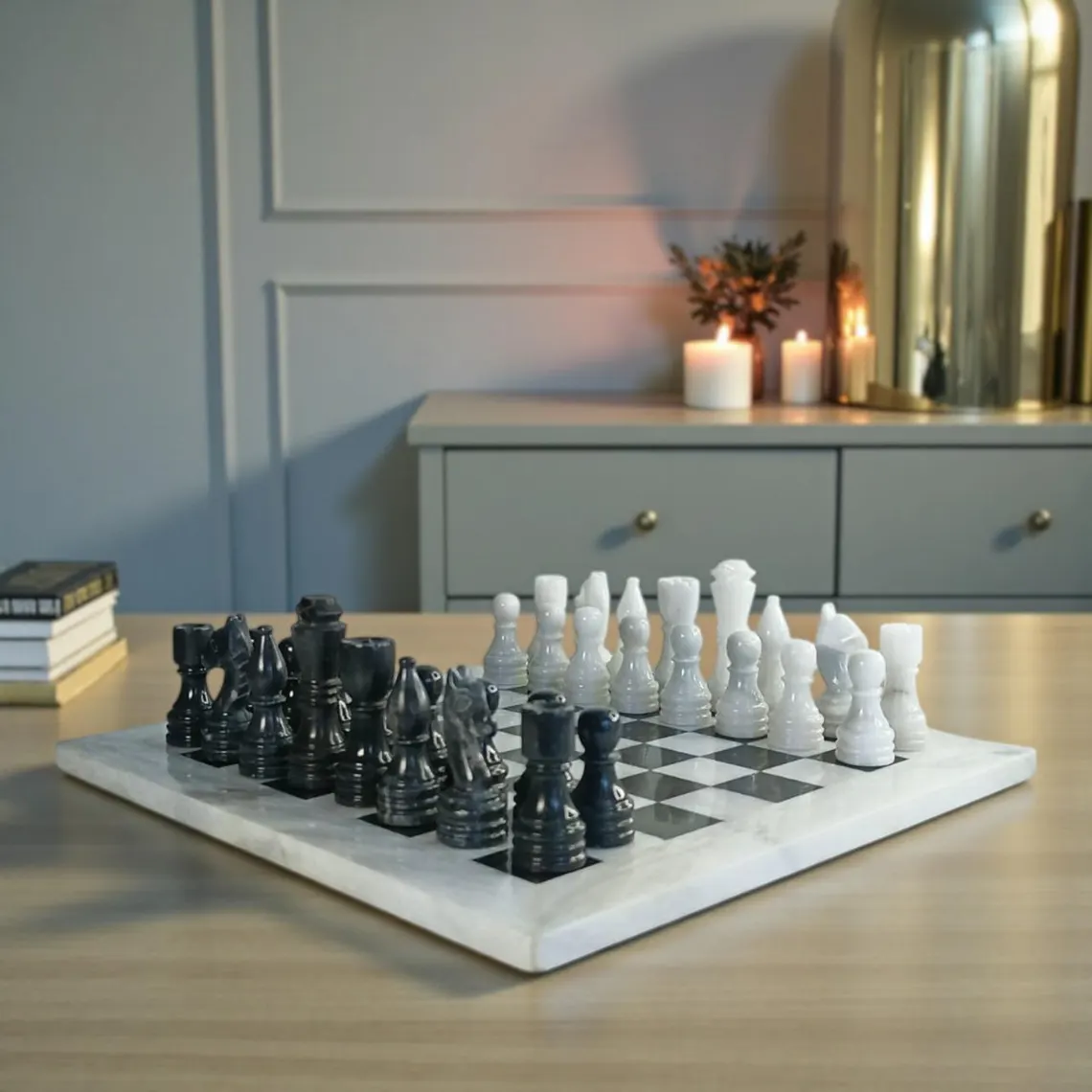 Handcrafted Marble Chess Set | Natural Stone Board & Pieces | Premium Gift