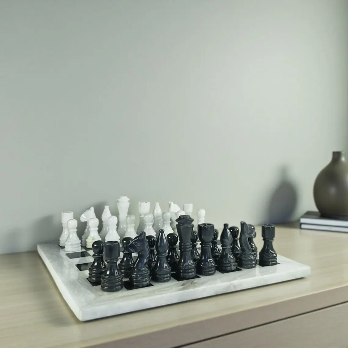 Handcrafted Marble Chess Set | Natural Stone Board & Pieces | Premium Gift - Image 3