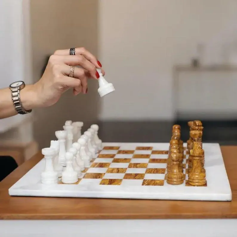 Handcrafted Luxury Chess | Weighted Marble Stone Pieces & Elegant Board - Image 6