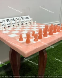 Handmade Rose Quartz Chess Set – Pink Crystal Luxury Board