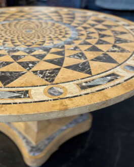 Yellow Marble Pietra Dura Table – Artisan Handcrafted Inlay Furniture