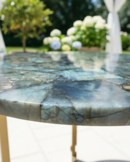 Labradorite Round Table | Luxury Handcrafted Semi-Precious Stone Furniture