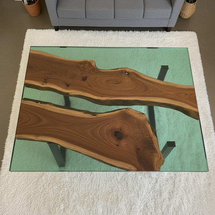 Modern Clear Epoxy Coffee Table – Handmade Transparent Resin Center Table for Luxury Living Rooms - Image 2