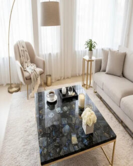 Natural Labradorite Gemstone Coffee Table | Exclusive Handcrafted Furniture