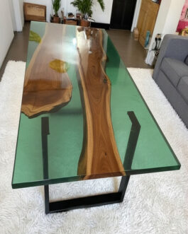 Modern Clear Epoxy Coffee Table – Transparent Resin Center Table