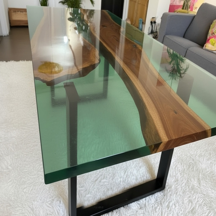 Modern Clear Epoxy Coffee Table – Handmade Transparent Resin Center Table for Luxury Living Rooms - Image 3