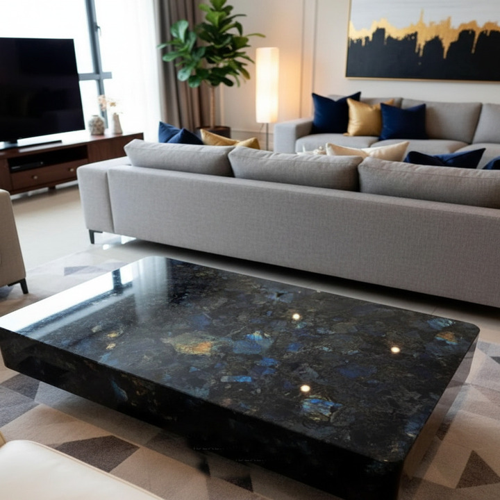 Semi-Precious Labradorite Coffee Table | Elegant Living Room Center Table - Image 2