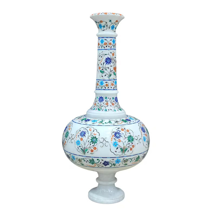 Handcrafted Floral Marble Inlay Vase | Premium Home & Office Decor - Image 3