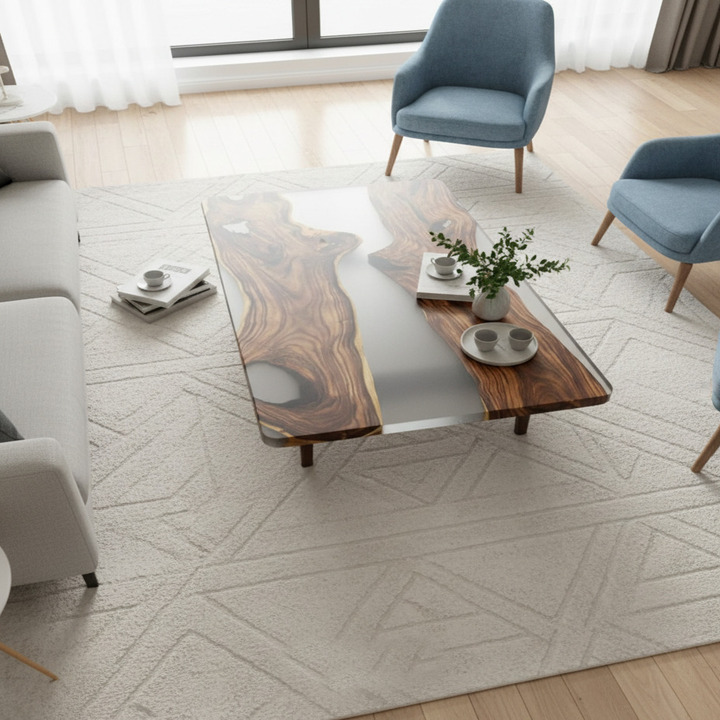 Dark Wood & Clear Epoxy Resin Table – Luxury Handcrafted Furniture - Image 2