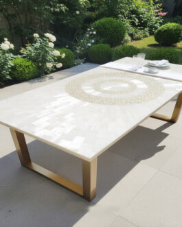 Natural Selenite Stone Center Table | Luxury Semi-Precious Crystal Table