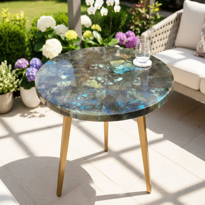 Designer Labradorite End Table | Premium Crystal Stone Table - Image 2