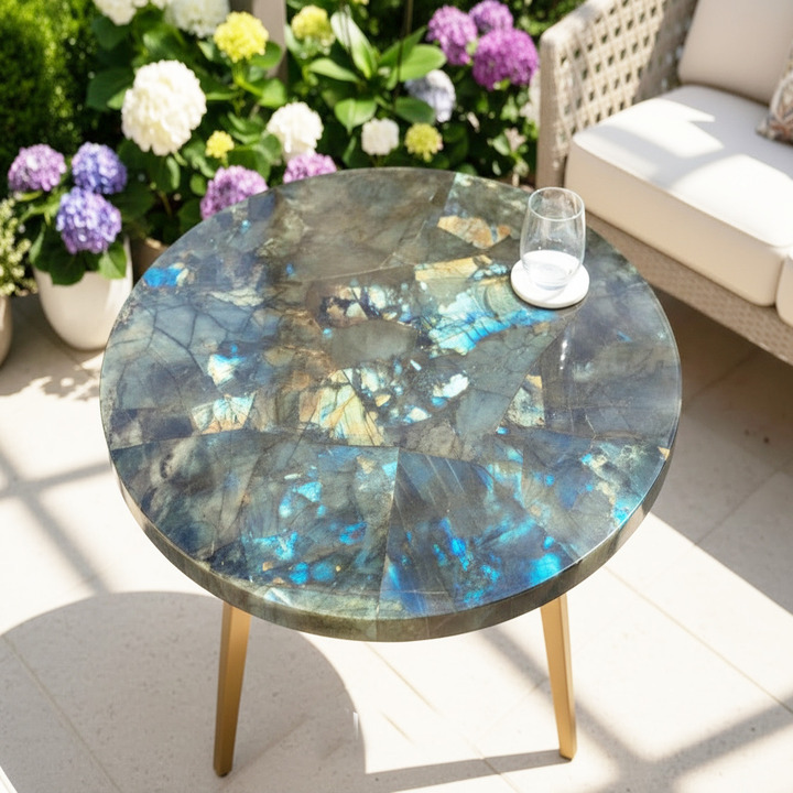 Designer Labradorite End Table | Premium Crystal Stone Table - Image 4