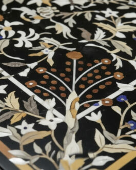 Premium Black Marble Inlay Table – Traditional Pietra Dura Craftsmanship