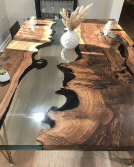 Handmade Dark Wooden Clear Epoxy Table – Modern Resin Design