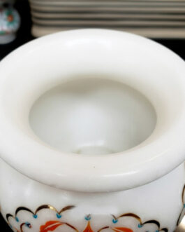 Decorative Marble Inlay Vase | Floral Handmade Stone Art for Home & Office