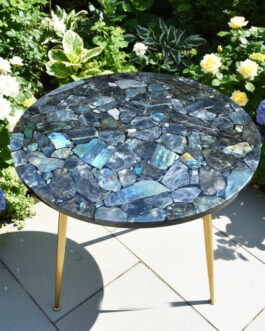 Round Labradorite Side Table | Natural Gemstone Furniture