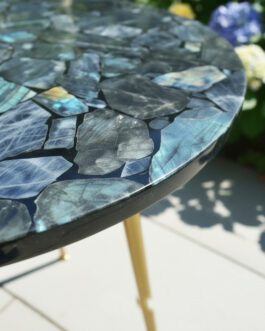 Round Labradorite Side Table | Natural Gemstone Furniture