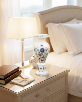 Designer White Marble Pietra Dura Vase – Handmade Floral Decor Accent