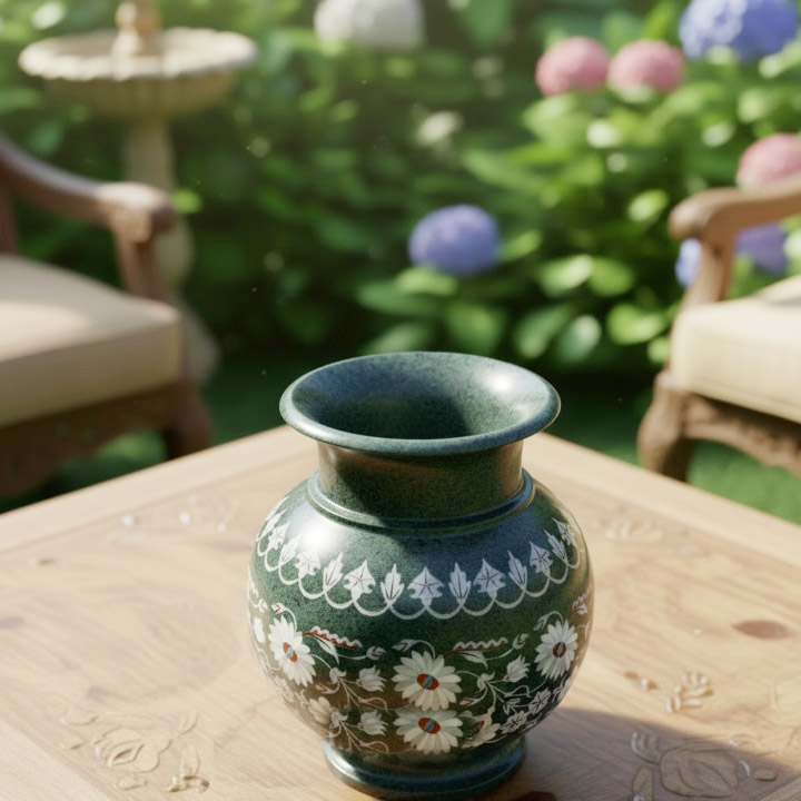 Premium Black Marble Floral Vase | Handcrafted Inlay Home Accent - Image 5