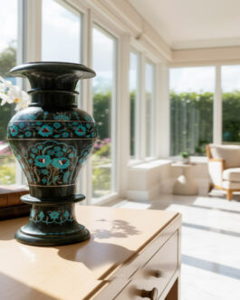 Luxury Marble Flower Vase with Semi-Precious Stone Inlay – Handmade