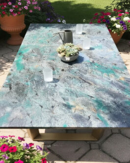Handmade Labradorite Stone Dining Table | Modern Luxury Decor