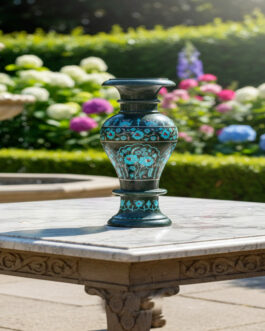 Luxury Marble Flower Vase with Semi-Precious Stone Inlay – Handmade