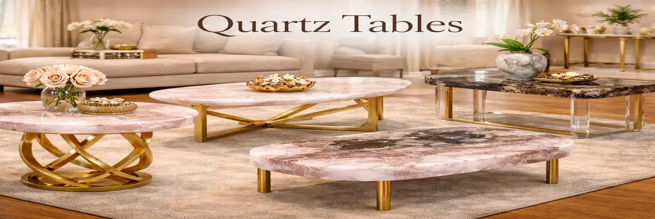 Luxury quartz coffee table for sale in USA with natural stone texture and modern design