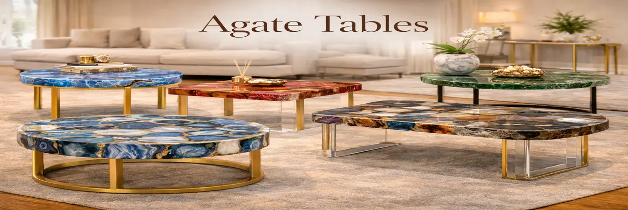 Handmade natural agate coffee table luxury gemstone furniture