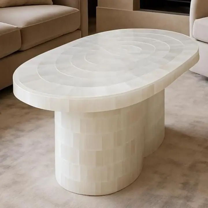 Handmade selenite crystal center table designer luxury furniture
