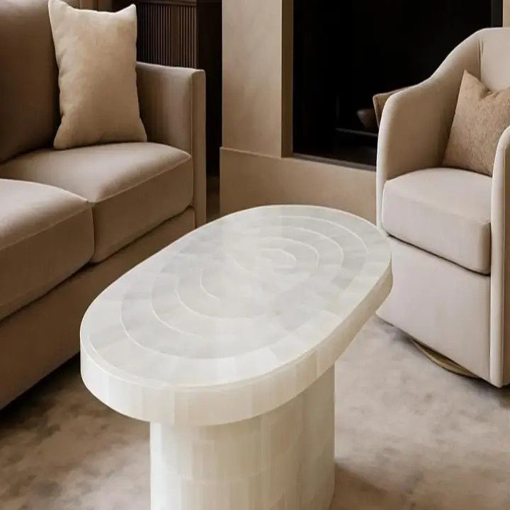 Handmade Selenite Crystal Center Table | Designer Luxury Furniture - Image 4