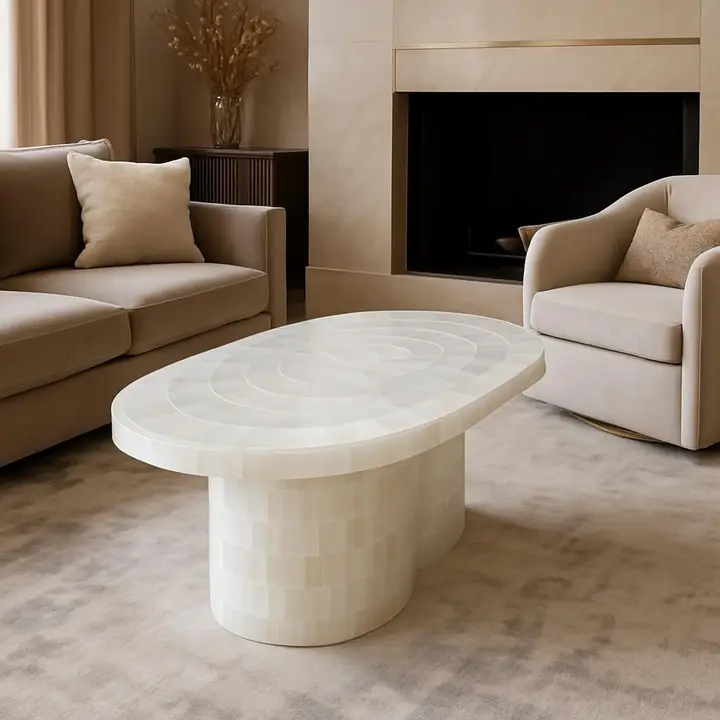 Handmade Selenite Crystal Center Table | Designer Luxury Furniture - Image 3