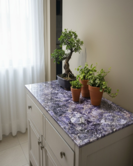 5. Handcrafted Amethyst Stone Countertop | Natural Crystal Slab for Kitchen & Bar