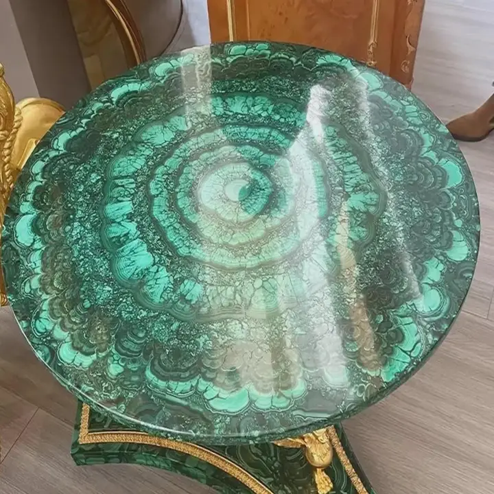 Luxury Malachite Table | Handmade Green Stone Home Furniture - Image 4