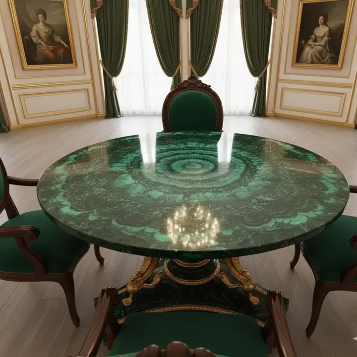 Luxury Malachite Table | Handmade Green Stone Home Furniture - Image 2