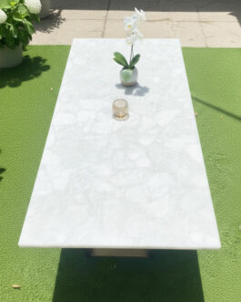Modern Quartz Dining Table | Polished Stone Handmade Furniture