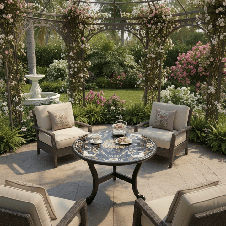 Luxury Black Marble Coffee Table with Semi-Precious Pietra Dura Floral Inlay | Handmade Home Décor - Image 3