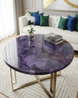 Buy Amethyst Stone Table Top | Semi-Precious Amethyst Crystal Furniture