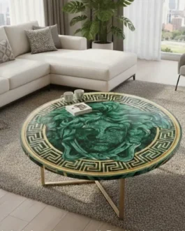 Malachite Versace Table Top | Custom Green Malachite Surface for Furniture